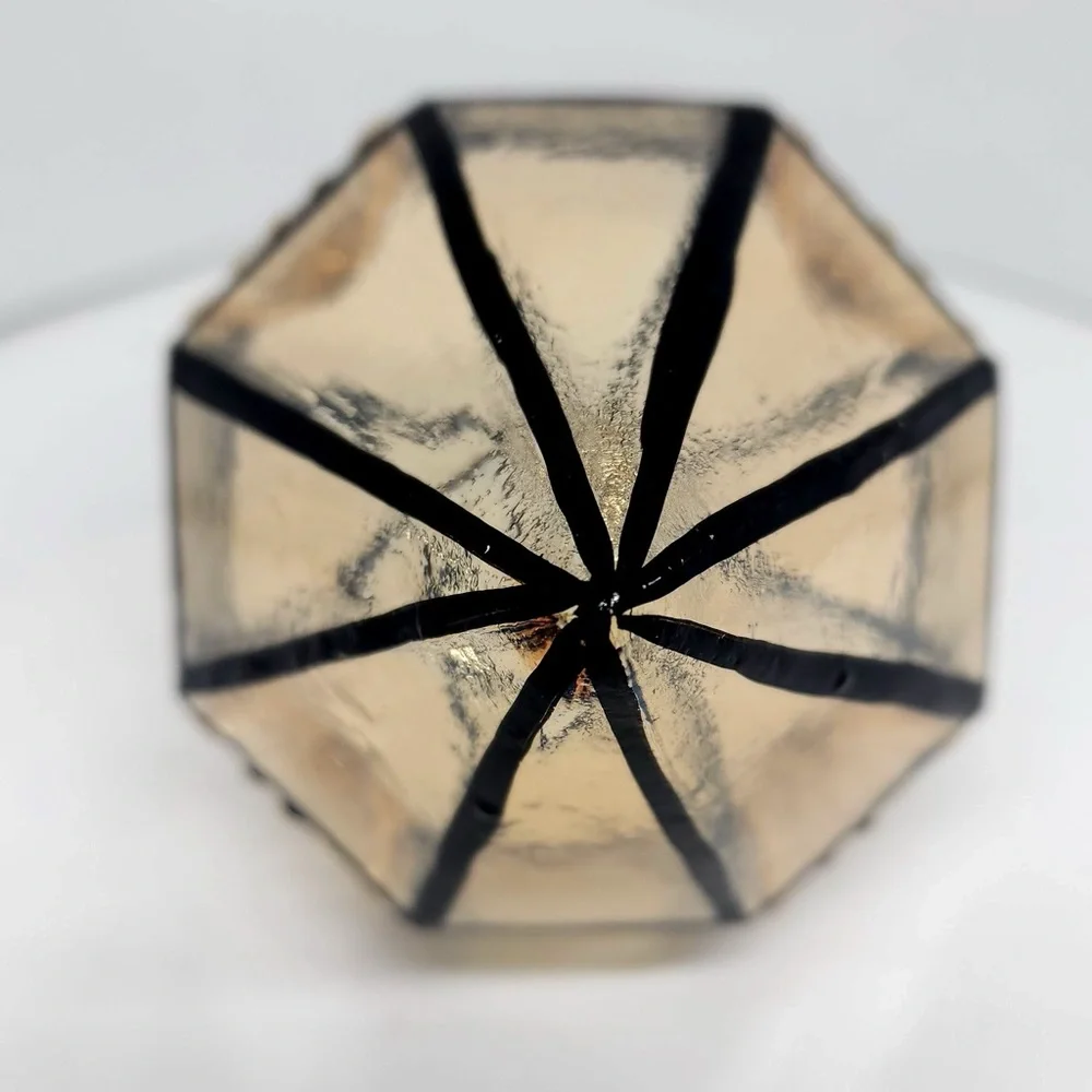 Geometric Champagne Beveled Drop Glass‎ Christmas Ornament Floral Imprint 5.5